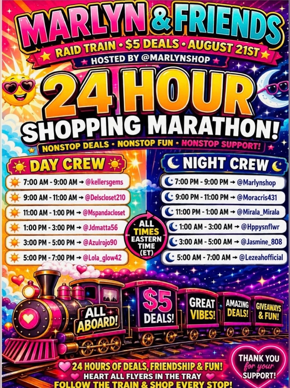 24 HR SHOPPING MARATHON $5 DEALS !!!! AUGUST 21st 💕🫶🏼